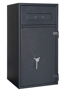 Topas Pro D-II deposit safe, front view with deposit drawer and safe door closed