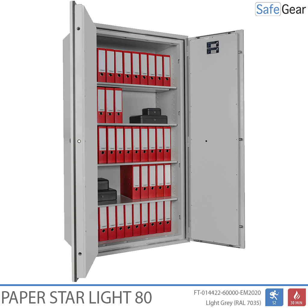 Paper Star Light 80 Asiakirjakaappi - 55 Kansioita - Murtoluokitus S2 / Palotesti 30 min
