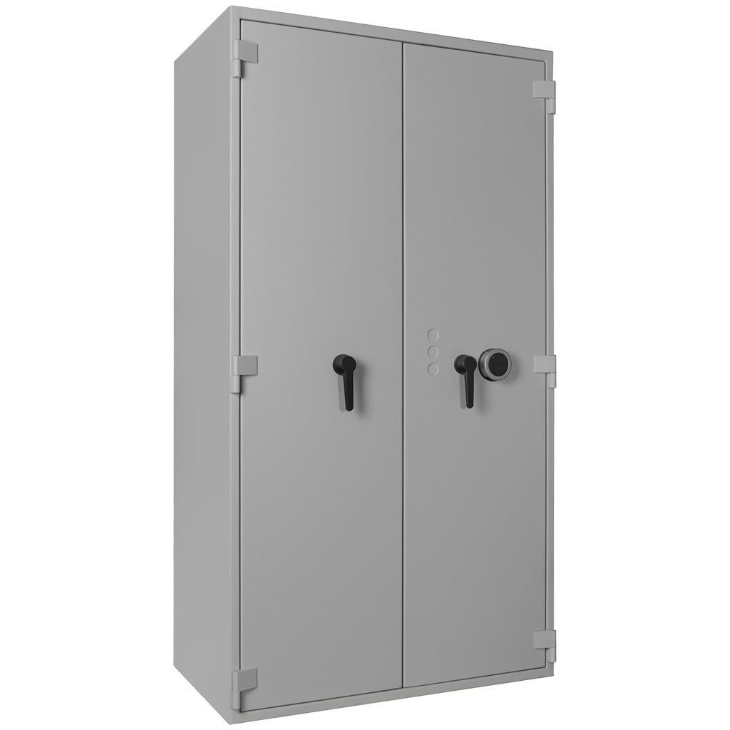 Paper Star Light two-door fireproof document safe, Light Grey