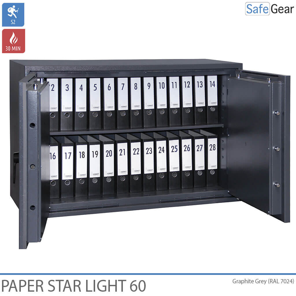 Paper Star Light 60 Asiakirjakaappi - 28 Kansioita - Murtoluokitus S2 / Palotesti 30 min