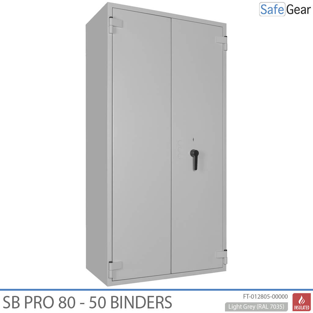 SB Pro 80 double-door document cabinet in Light Grey, front view