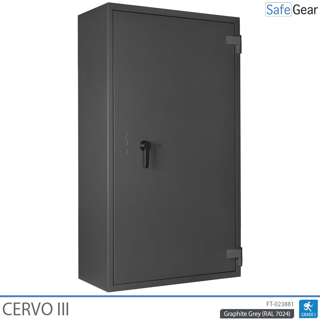 Cervo III gun safe in Graphite Grey, door closed