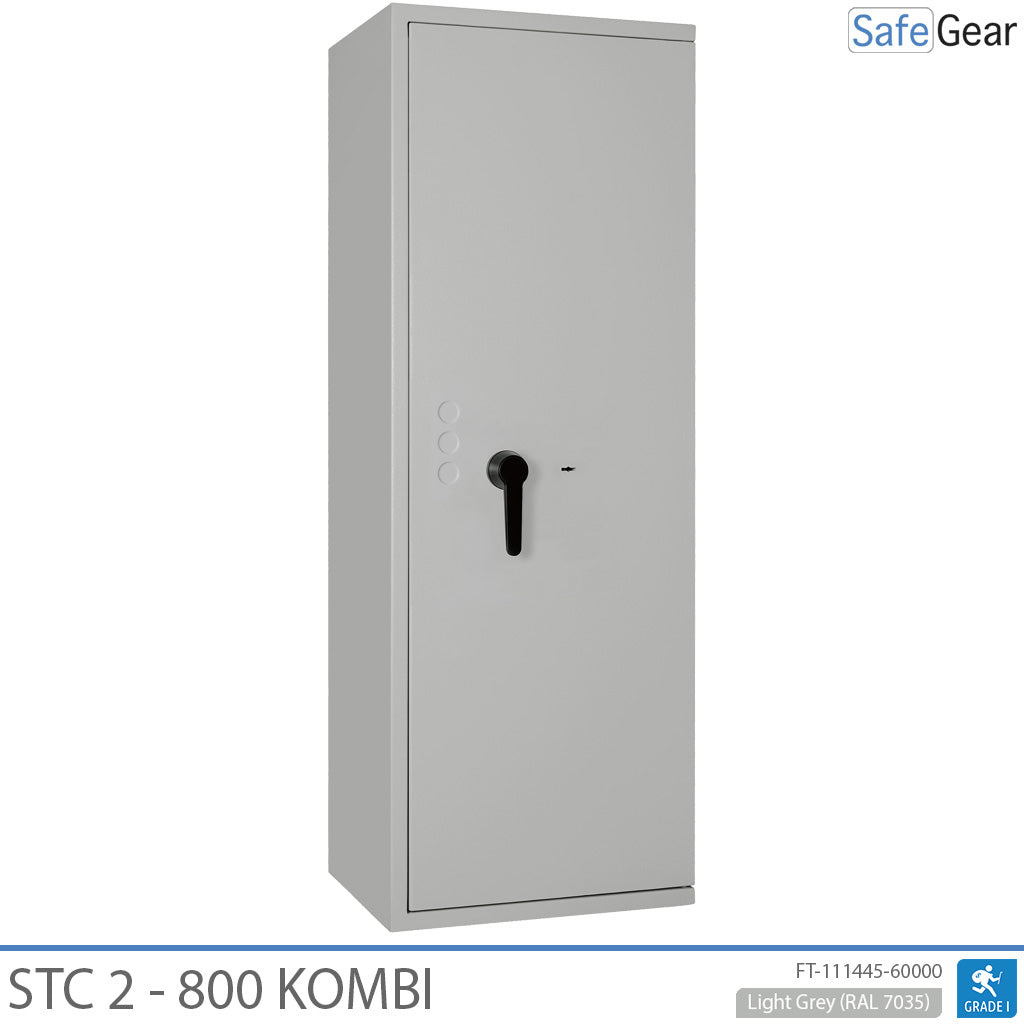 STC 2-800 Kombi key safe in light grey, door closed