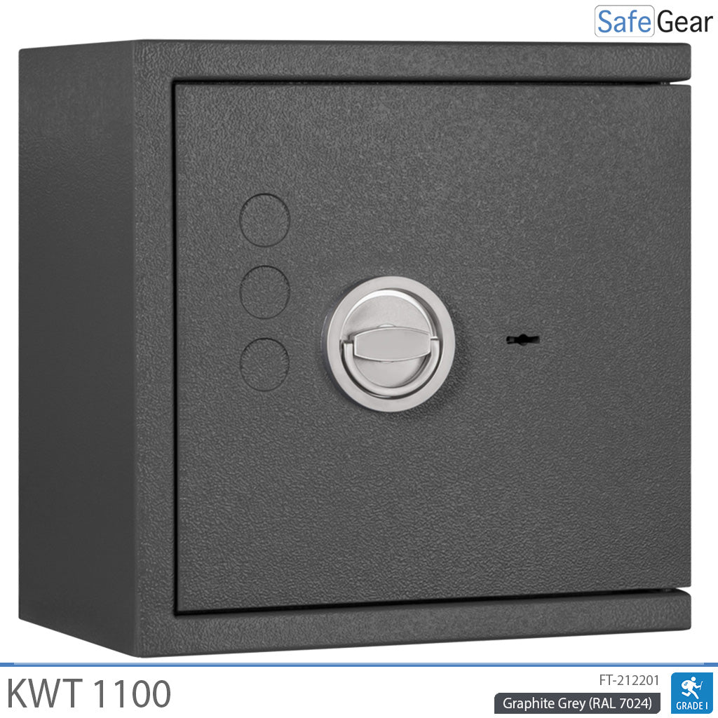 KWT 1100 gun safe in Graphite Grey, door closed