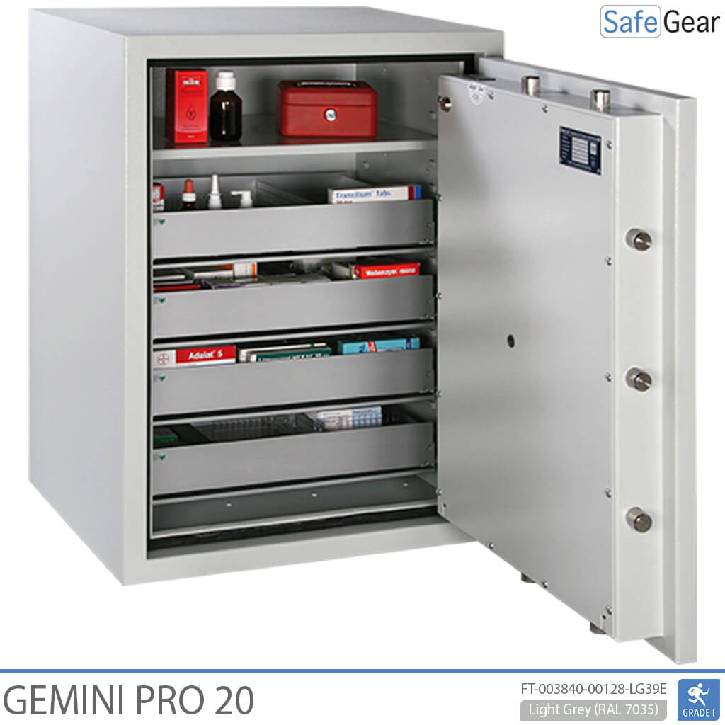 Gemini Pro 40 – lääketurvakaappi (180 litraa) – 6 laatikkoa – murtotestaus Turvaluokka I