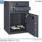 Gemini Pro D-I 250 deposit safe with the deposit drawer and safe door open