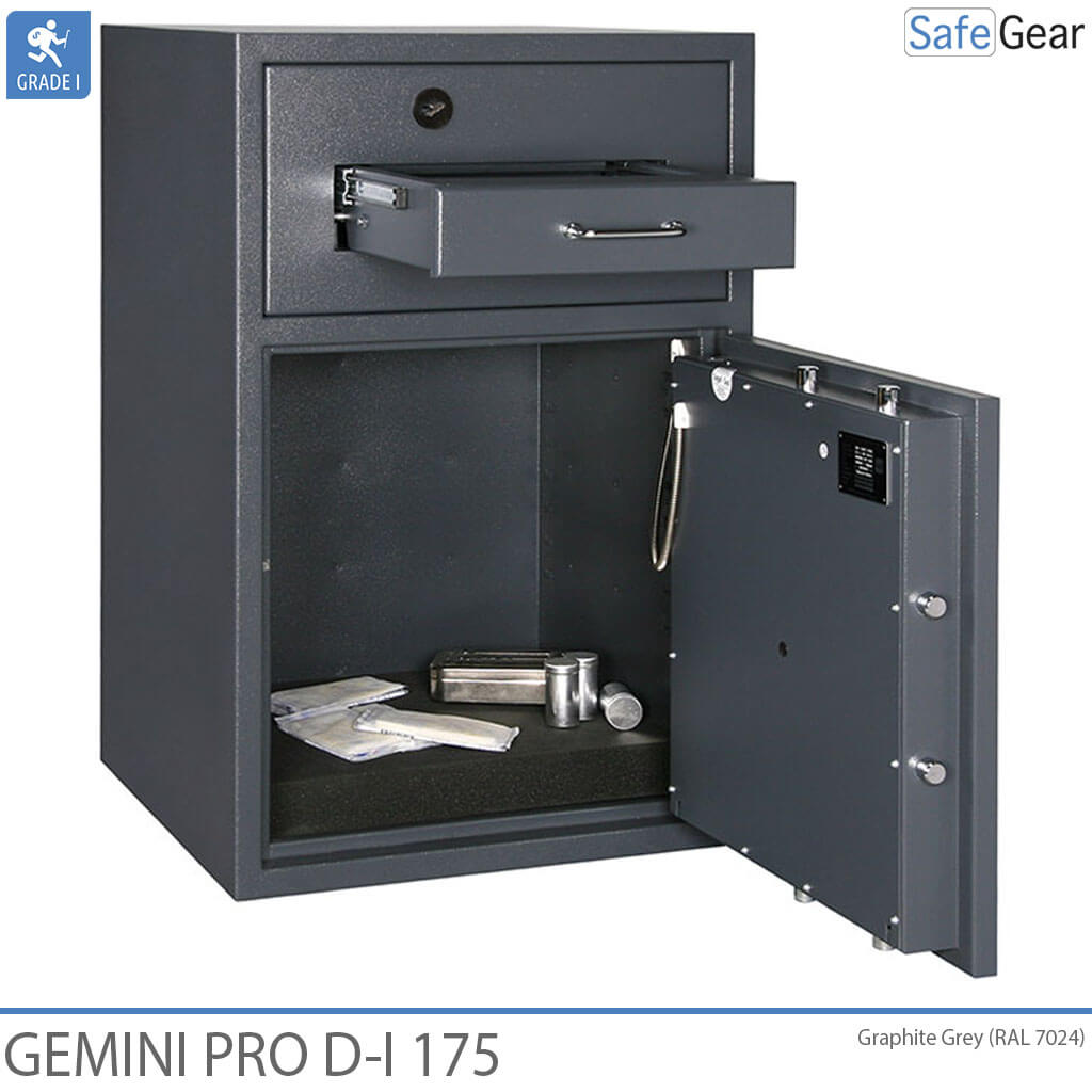Gemini Pro D-I 175 deposit safe with the deposit drawer and safe door open