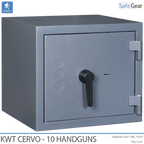 KWT Cervo 10 gun safe in Graphite Grey, door closed, key lock
