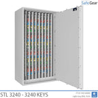 STL 3240 key safe in Light Grey, door fully open