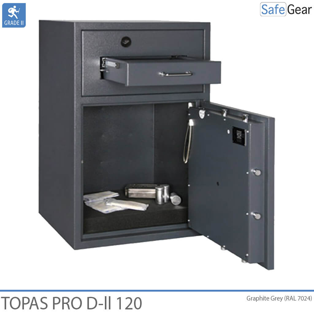 Topas Pro D-II 120 with the deposit drawer and safe door open