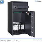 Topas Pro D-II deposit safe with the deposit drawer and safe door open