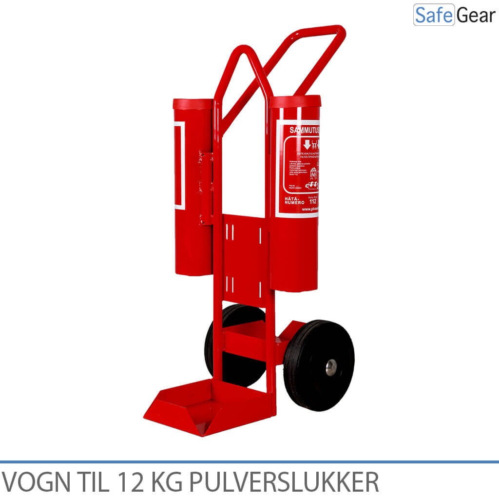 Kärry kahdelle käsisammuttimelle (12 kg) ja palopeitteelle / silmähuuhtelulle