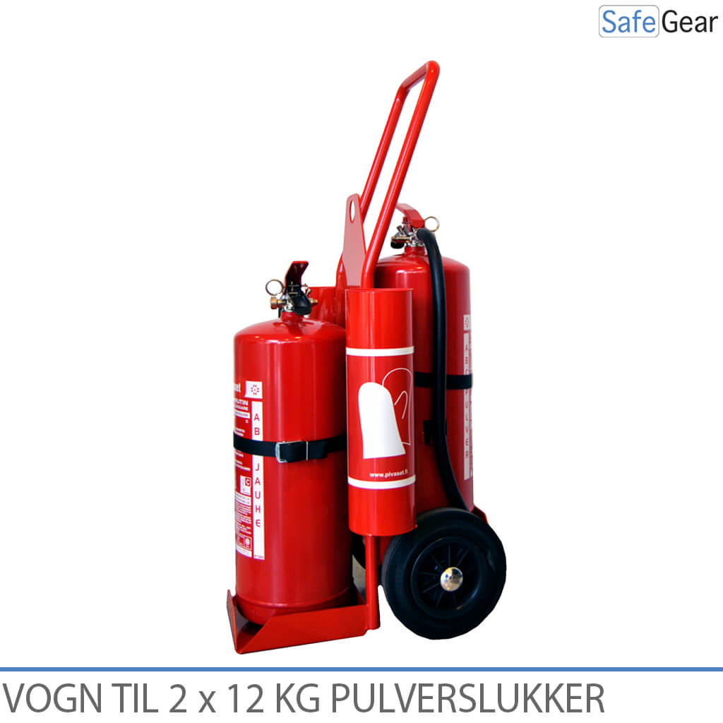 Kärry kahdelle käsisammuttimelle (12 kg) ja palopeitteelle / silmähuuhtelulle